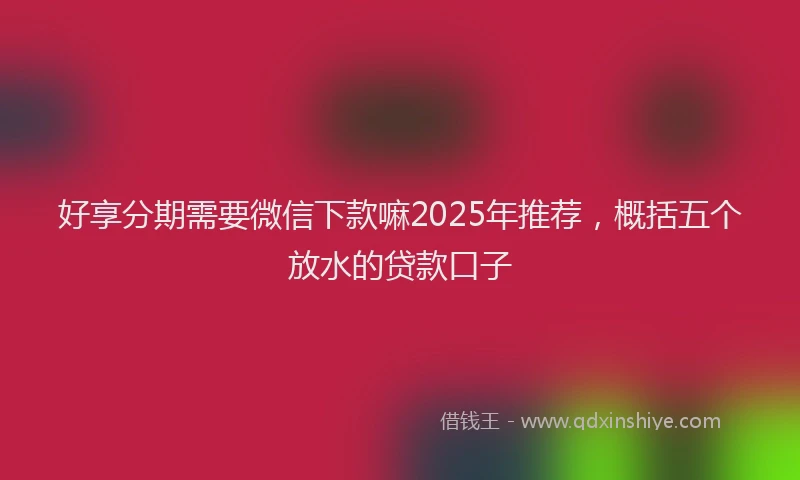 好享分期需要微信下款嘛2025年推荐，概括五个放水的贷款口子