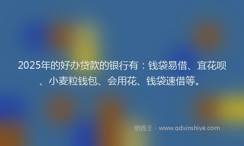 2025年的好办贷款的银行有：钱袋易借、宜花呗、小麦粒钱包、会用花、钱袋速借等。