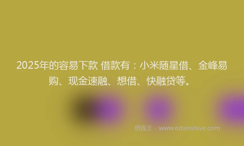 2025年的容易下款 借款有：小米随星借、金峰易购、现金速融、想借、快融贷等。