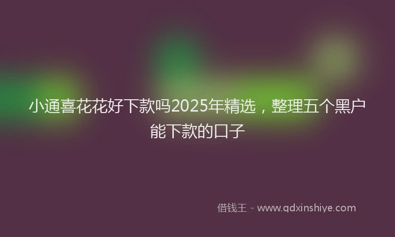 小通喜花花好下款吗2025年精选，整理五个黑户能下款的口子