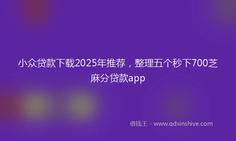 小众贷款下载2025年推荐，整理五个秒下700芝麻分贷款app