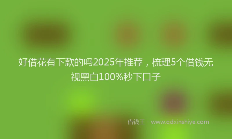 好借花有下款的吗2025年推荐，梳理5个借钱无视黑白100%秒下口子
