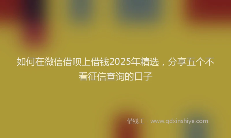 如何在微信借呗上借钱2025年精选，分享五个不看征信查询的口子