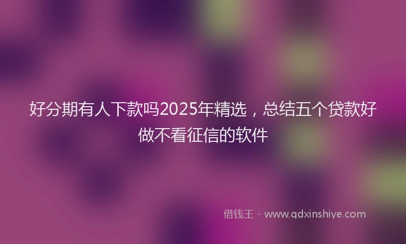 好分期有人下款吗2025年精选，总结五个贷款好做不看征信的软件