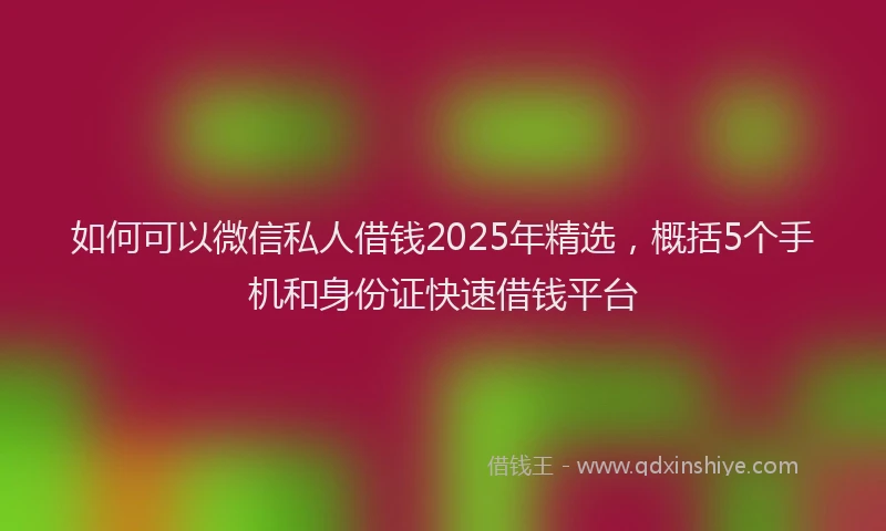 如何可以微信私人借钱2025年精选，概括5个手机和身份证快速借钱平台