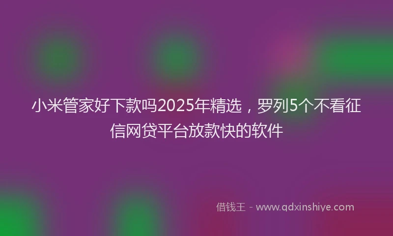 小米管家好下款吗2025年精选，罗列5个不看征信网贷平台放款快的软件
