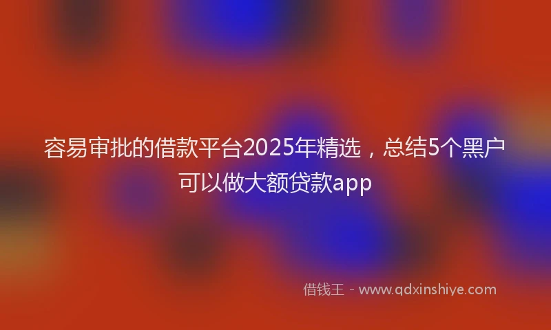 容易审批的借款平台2025年精选，总结5个黑户可以做大额贷款app