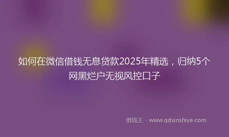 如何在微信借钱无息贷款2025年精选，归纳5个网黑烂户无视风控口子