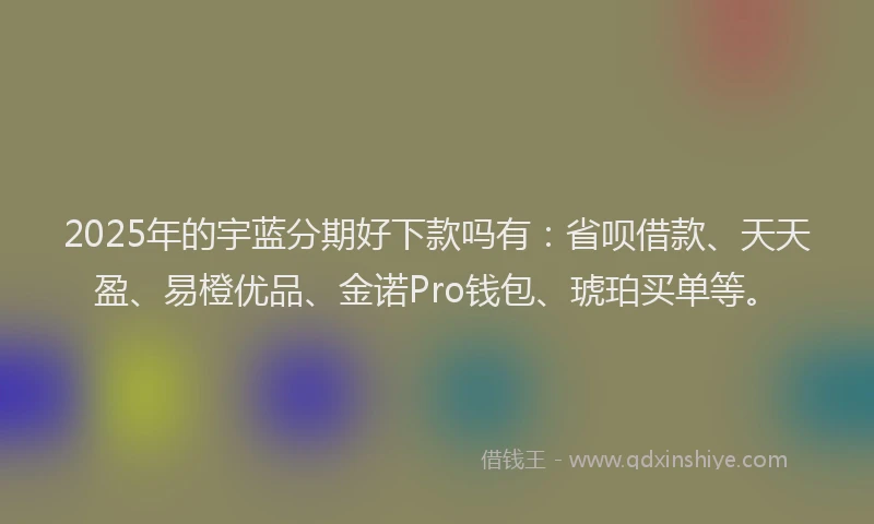 2025年的宇蓝分期好下款吗有：省呗借款、天天盈、易橙优品、金诺Pro钱包、琥珀买单等。