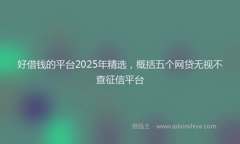 好借钱的平台2025年精选，概括五个网贷无视不查征信平台