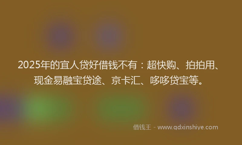 2025年的宜人贷好借钱不有：超快购、拍拍用、现金易融宝贷途、京卡汇、哆哆贷宝等。