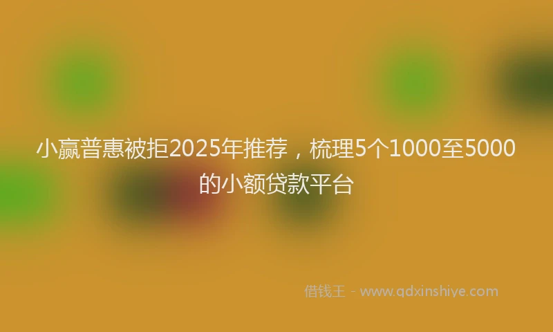 小赢普惠被拒2025年推荐，梳理5个1000至5000的小额贷款平台