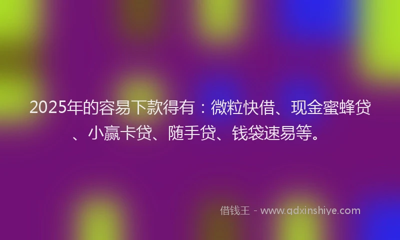 2025年的容易下款得有：微粒快借、现金蜜蜂贷、小赢卡贷、随手贷、钱袋速易等。