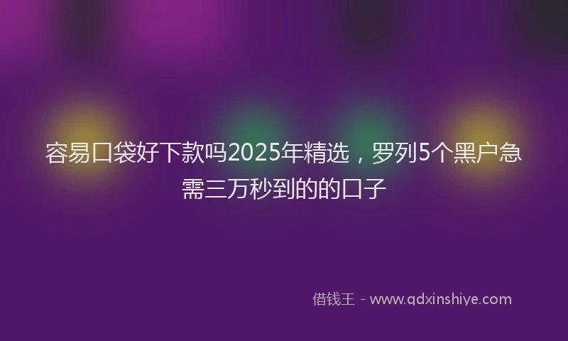 容易口袋好下款吗2025年精选，罗列5个黑户急需三万秒到的的口子