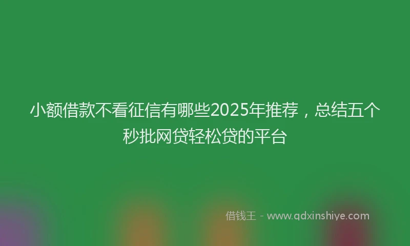 小额借款不看征信有哪些2025年推荐，总结五个秒批网贷轻松贷的平台