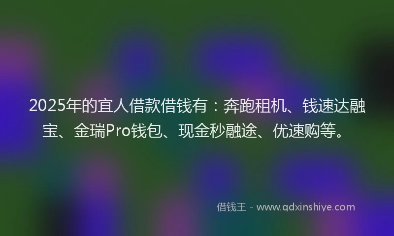 2025年的宜人借款借钱有：奔跑租机、钱速达融宝、金瑞Pro钱包、现金秒融途、优速购等。