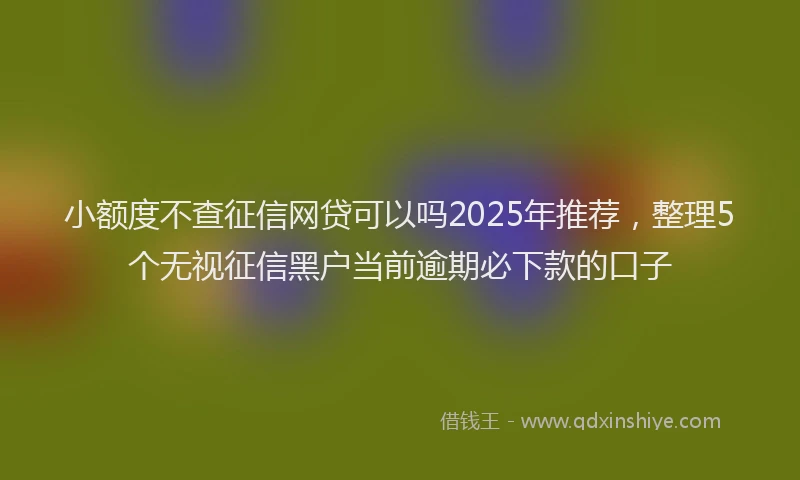小额度不查征信网贷可以吗2025年推荐，整理5个无视征信黑户当前逾期必下款的口子