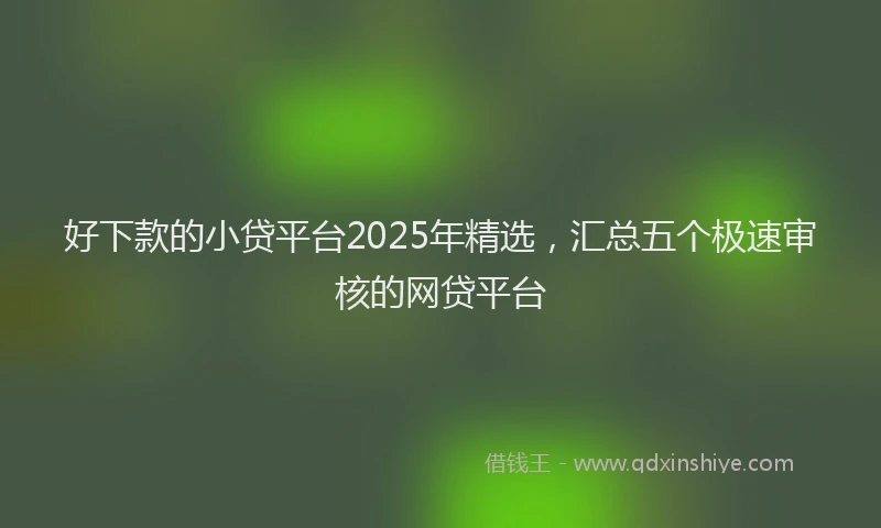 好下款的小贷平台2025年精选，汇总五个极速审核的网贷平台