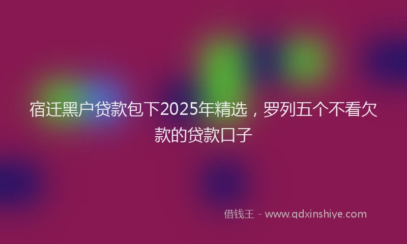 宿迁黑户贷款包下2025年精选，罗列五个不看欠款的贷款口子