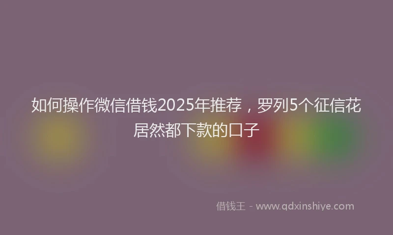如何操作微信借钱2025年推荐，罗列5个征信花居然都下款的口子