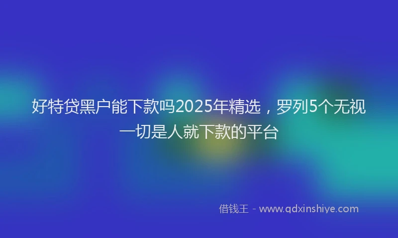 好特贷黑户能下款吗2025年精选，罗列5个无视一切是人就下款的平台