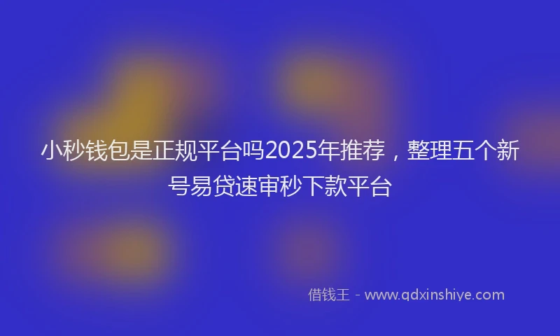 小秒钱包是正规平台吗2025年推荐,整理五个新号易贷速审秒下款平台