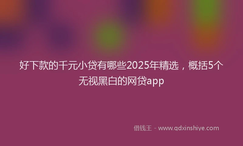 好下款的千元小贷有哪些2025年精选，概括5个无视黑白的网贷app