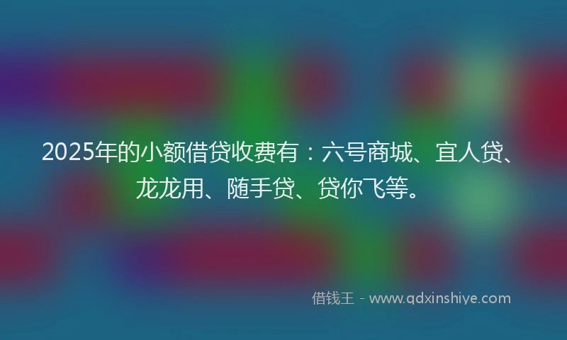 2025年的小额借贷收费有：六号商城、宜人贷、龙龙用、随手贷、贷你飞等。