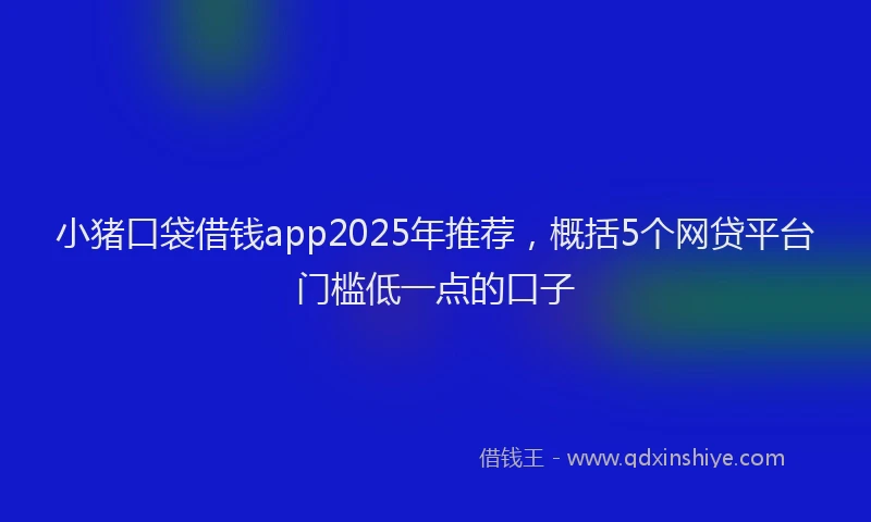 小猪口袋借钱app2025年推荐，概括5个网贷平台门槛低一点的口子