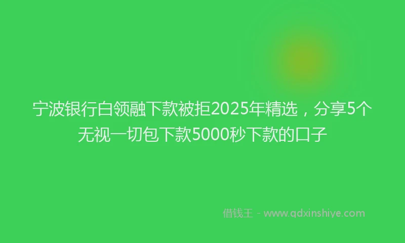 宁波银行白领融下款被拒2025年精选，分享5个无视一切包下款5000秒下款的口子