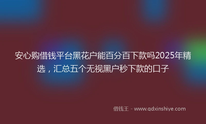 安心购借钱平台黑花户能百分百下款吗2025年精选，汇总五个无视黑户秒下款的口子