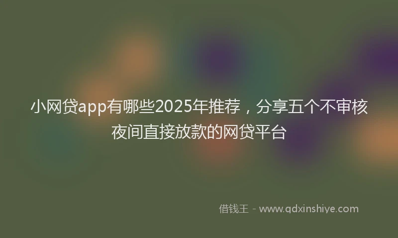 小网贷app有哪些2025年推荐，分享五个不审核夜间直接放款的网贷平台
