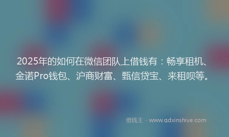 2025年的如何在微信团队上借钱有：畅享租机、金诺Pro钱包、沪商财富、甄信贷宝、来租呗等。