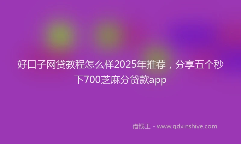 好口子网贷教程怎么样2025年推荐，分享五个秒下700芝麻分贷款app