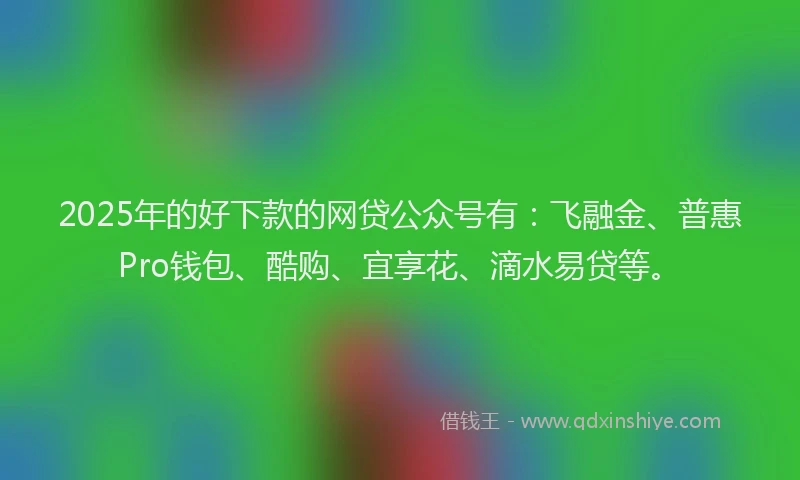 2025年的好下款的网贷公众号有：飞融金、普惠Pro钱包、酷购、宜享花、滴水易贷等。