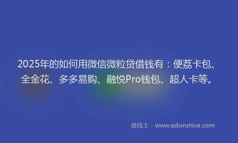 2025年的如何用微信微粒贷借钱有：便荔卡包、全金花、多多易购、融悦Pro钱包、超人卡等。