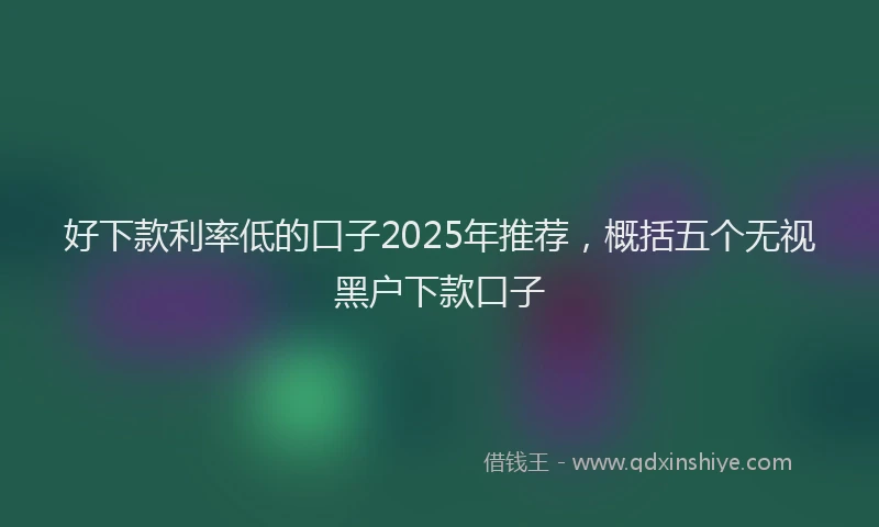 好下款利率低的口子2025年推荐，概括五个无视黑户下款口子
