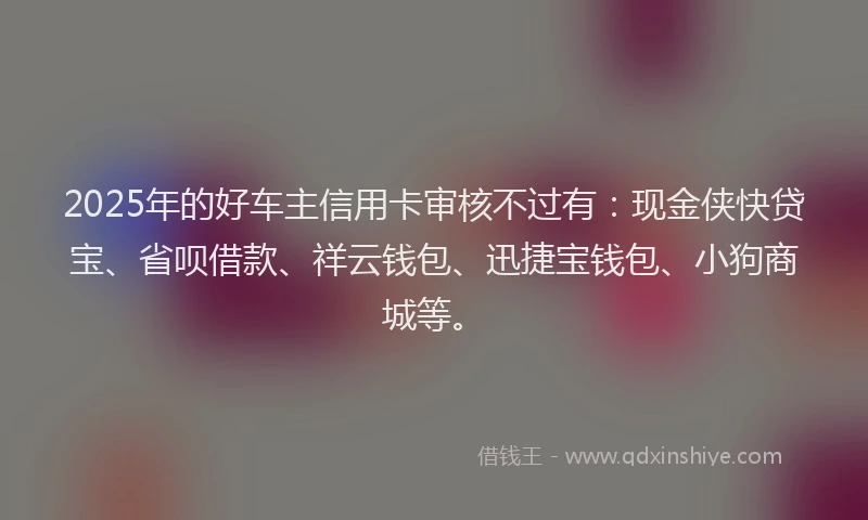 2025年的好车主信用卡审核不过有：现金侠快贷宝、省呗借款、祥云钱包、迅捷宝钱包、小狗商城等。