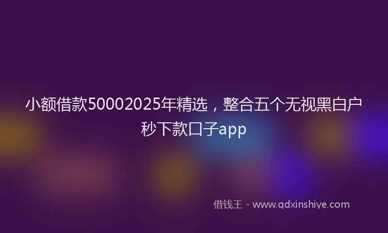 小额借款50002025年精选，整合五个无视黑白户秒下款口子app
