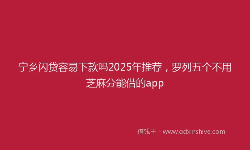 宁乡闪贷容易下款吗2025年推荐，罗列五个不用芝麻分能借的app