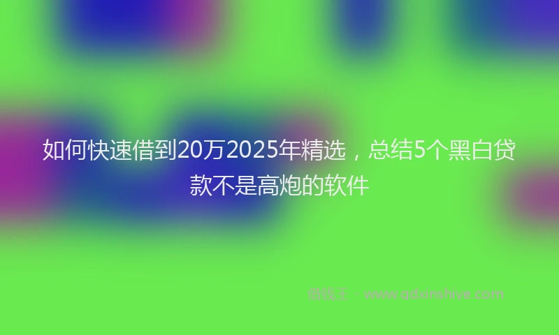 如何快速借到20万2025年精选，总结5个黑白贷款不是高炮的软件