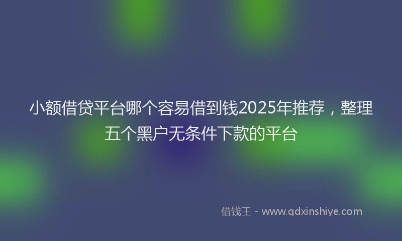 小额借贷平台哪个容易借到钱2025年推荐，整理五个黑户无条件下款的平台
