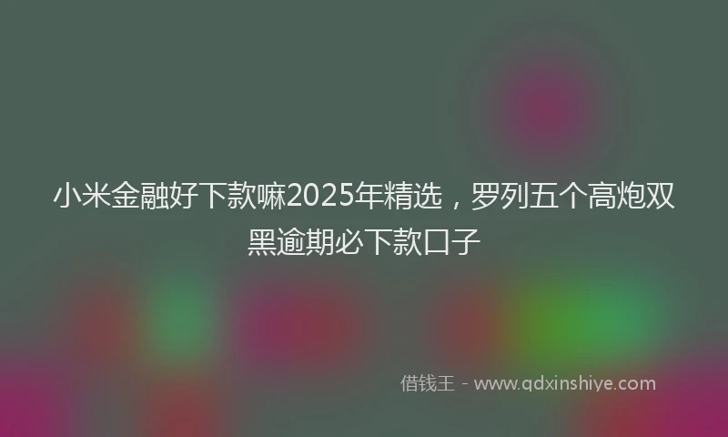 小米金融好下款嘛2025年精选，罗列五个高炮双黑逾期必下款口子
