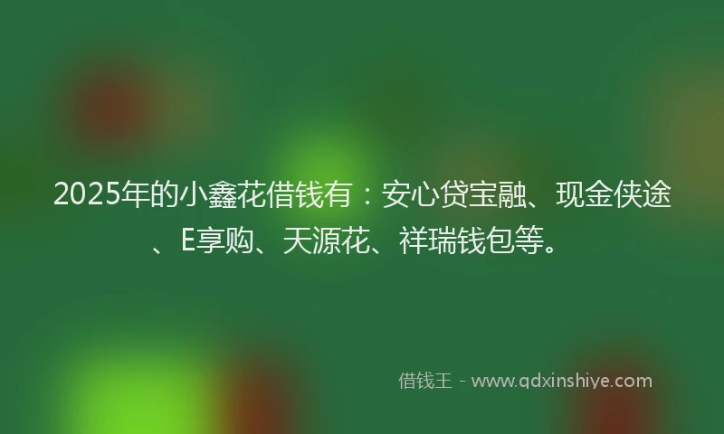 2025年的小鑫花借钱有：安心贷宝融、现金侠途、E享购、天源花、祥瑞钱包等。