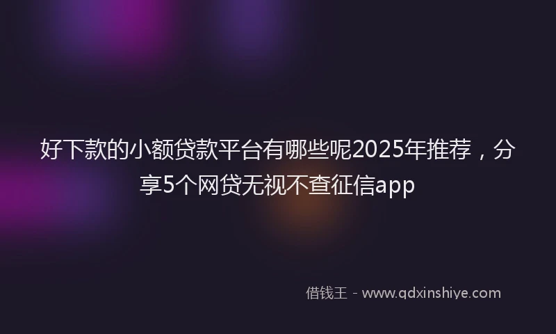 好下款的小额贷款平台有哪些呢2025年推荐，分享5个网贷无视不查征信app