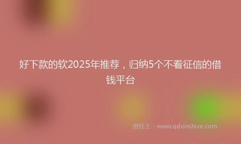 好下款的软2025年推荐，归纳5个不看征信的借钱平台
