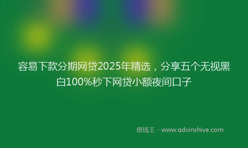 容易下款分期网贷2025年精选，分享五个无视黑白100%秒下网贷小额夜间口子