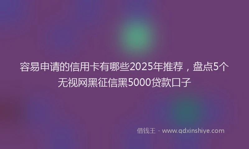 容易申请的信用卡有哪些2025年推荐，盘点5个无视网黑征信黑5000贷款口子