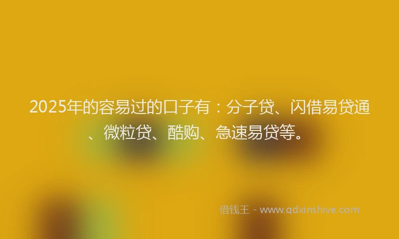2025年的容易过的口子有：分子贷、闪借易贷通、微粒贷、酷购、急速易贷等。