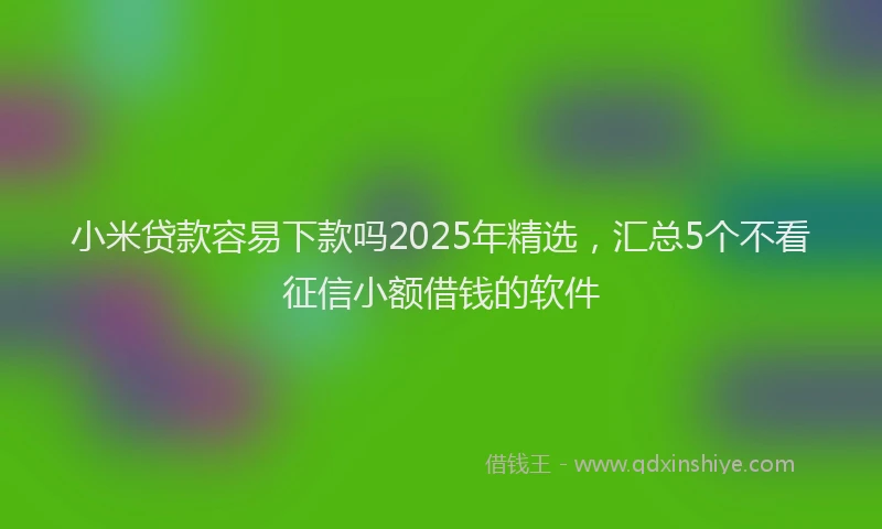 小米贷款容易下款吗2025年精选，汇总5个不看征信小额借钱的软件